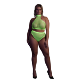 Turtle Neck en High Waist Slip - Plus Size - Neon Groen
