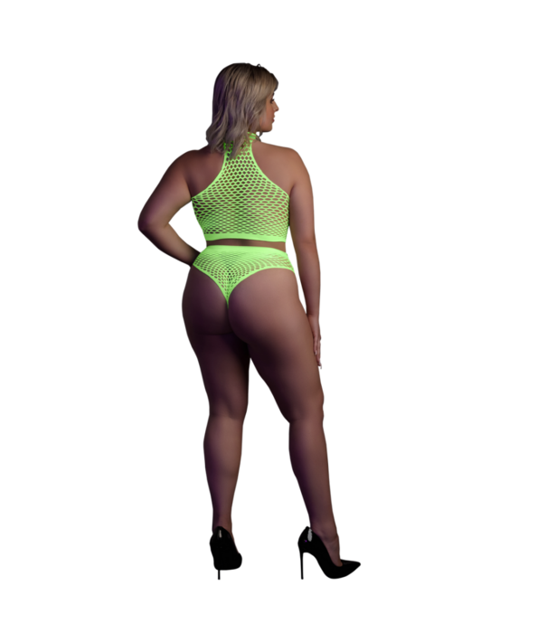 Ouch! by Shots Turtle Neck en High Waist Slip - Plus Size - Neon Groen