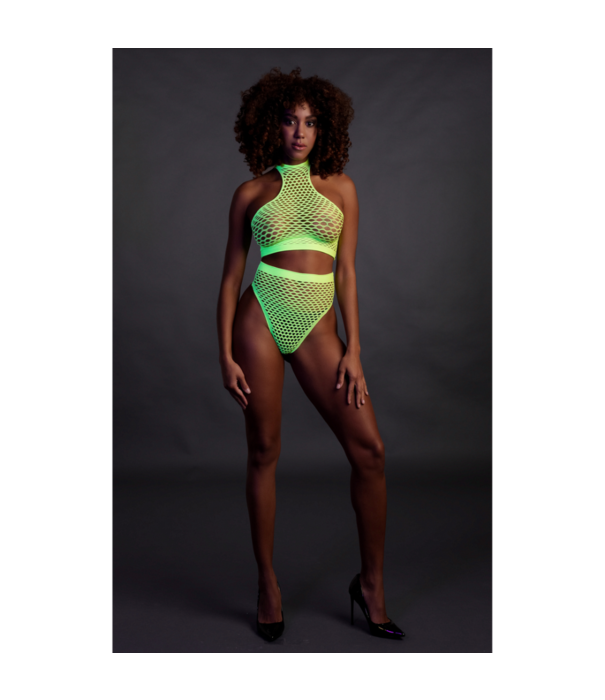 Ouch! by Shots Turtle Neck en High Waist Slip - One Size - Neon Groen