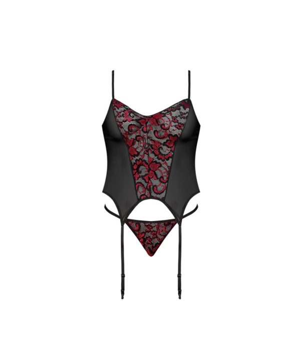 Magic Silk Merry Widow en G-String Set - L/XL - Zwart