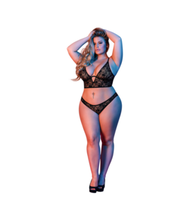Ondersteunde Bralette en Panty Set - 2X - Zwart