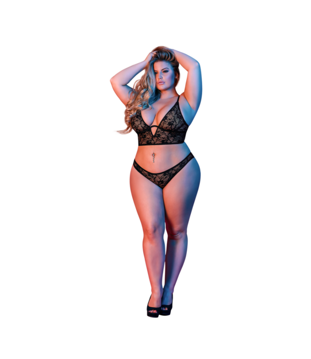 Magic Silk Ondersteunde Bralette en Panty Set - 2X - Zwart