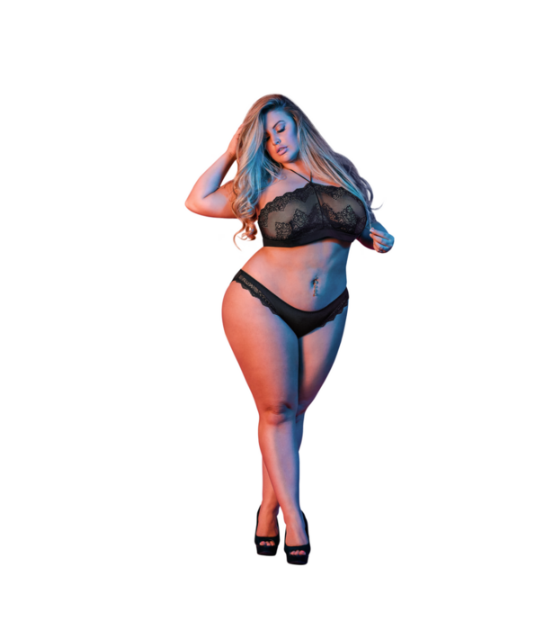 Magic Silk Halter Bandeaux en Panty Set - 2X - Zwart