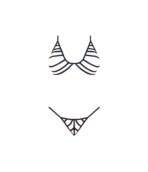 Magic Silk Bh en G-string Set met Bandjes - L/XL - Zwart