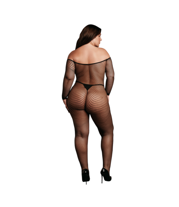 Le Désir by Shots Bodystocking OffShoulder Neck - Fishnet / Open - OSX - Zwart