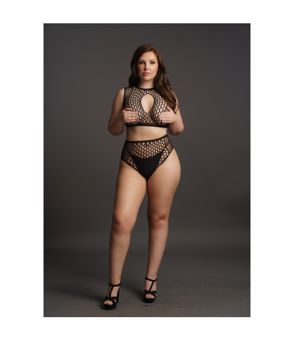 Le Désir by Shots Duo Net Key-Hole Bh Set - Plus Size