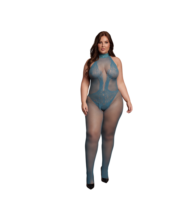 Le Désir by Shots Visnet en Kant Bodystocking - Koninginneformaat