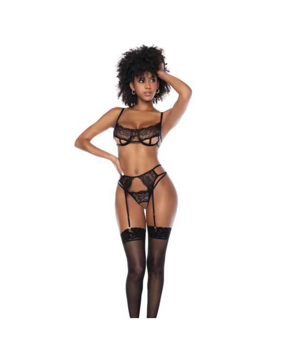 Mapalé Yours Truly - Drie-delige Open Cup Bh Set - L/XL - Zwart