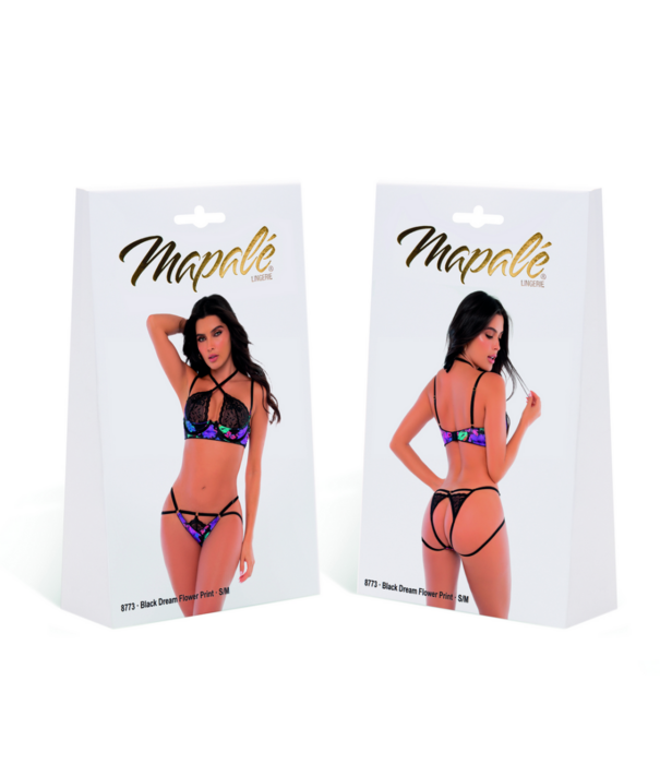 Mapalé Twee-delige set - S/M - Zwart Droombloemenprint