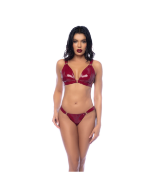 Twee-delige Bh-set - XL - Glanzend Wijnrood