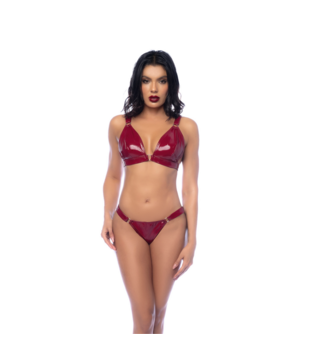 Twee-delig Bh-set - L - Glanzend Wijnrood