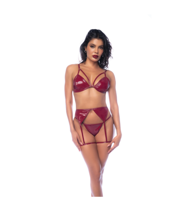 Mapalé Drie-delige Bh-set - S - Glanzend Wijnrood