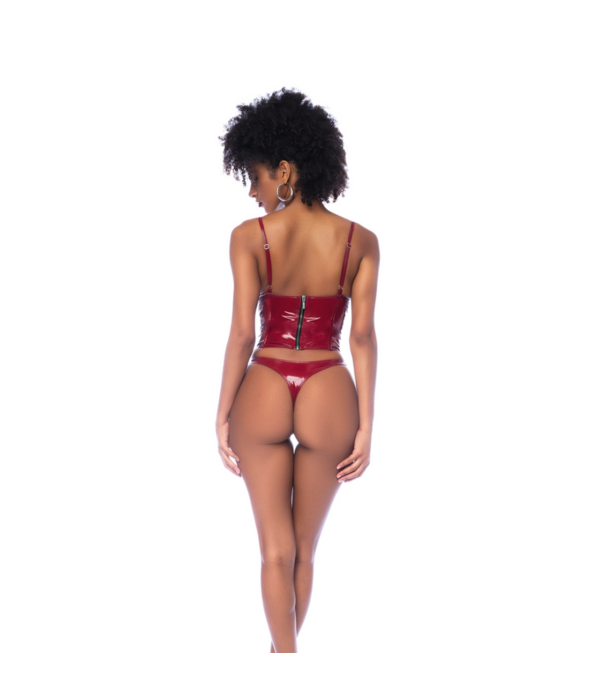 Mapalé Twee-delige Bustier Set - XL - Glanzend Wijnrood