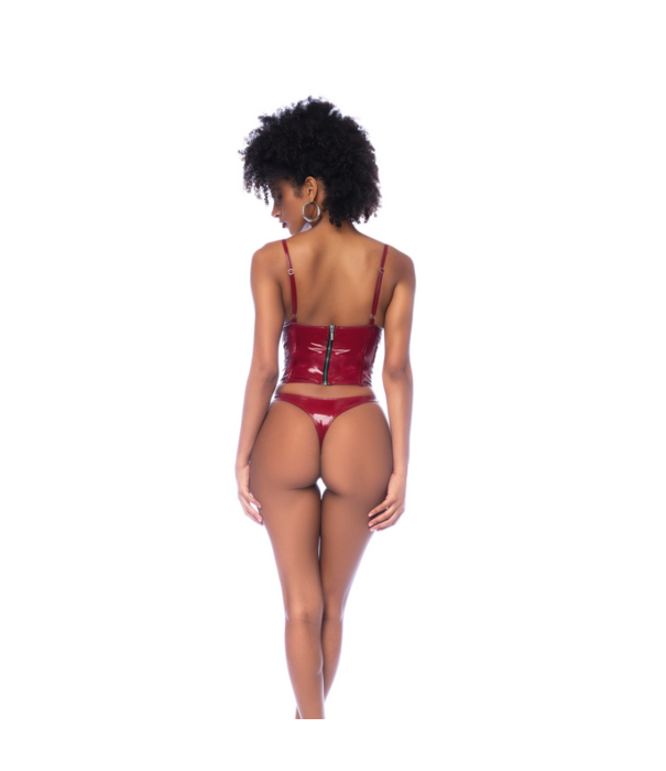 Mapalé Twee Delige Bustier Set - M - Glanzend Wijnrood