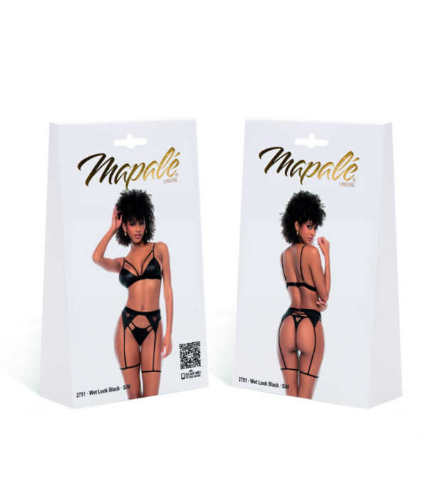 Mapalé Drie-delige set - S/M - Wet Look Zwart