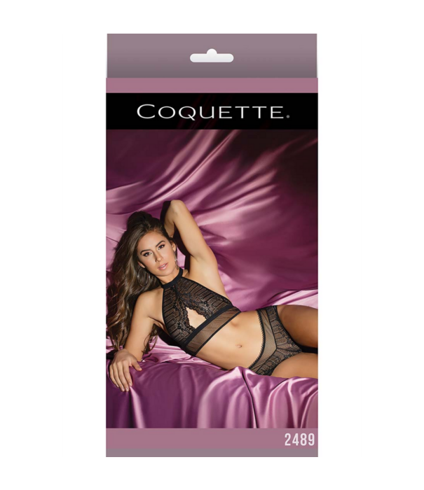 Coquette Visnet Haltertop en Booty Shorts - Één Maat