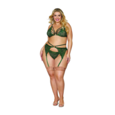 Dames Metallic Corded Lace 3-delige Set - Plus Size