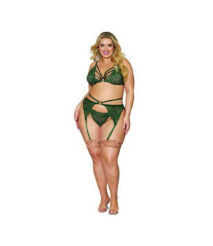 Dames Metallic Corded Lace 3-delige Set - Plus Size