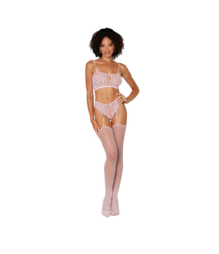 Bralette en Garter Hose Diamond - One Size - Roze