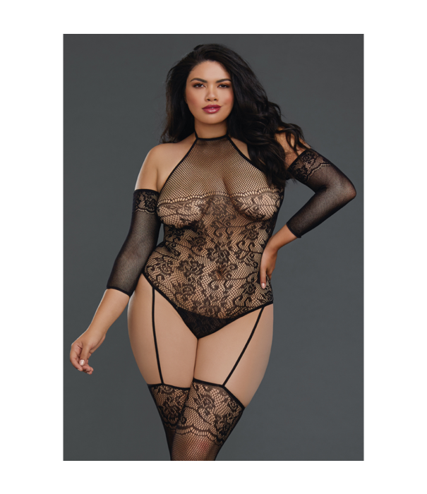 Dreamgirl Fishnet Teddy Bodystocking - Plus Size
