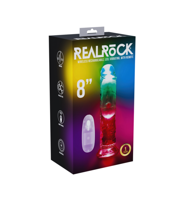 RealRock by Shots LED Vibrerende Rechte Penis - 8 / 20 cm - Transparant