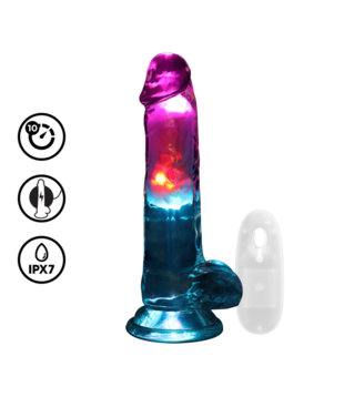 LED Vibrerende Rechte Penis met Ballen - 7 / 18 cm - Transparant