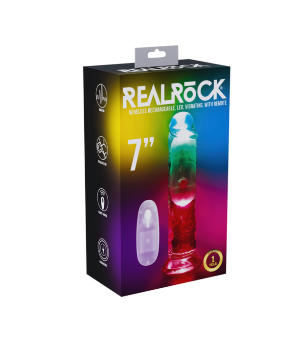 RealRock by Shots LED Vibrerende Rechte Penis - 7 / 18 cm - Transparant