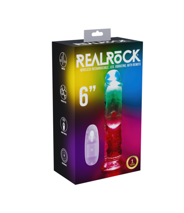 RealRock by Shots LED Vibrerende Rechte Penis - 6 / 15 cm - Transparant
