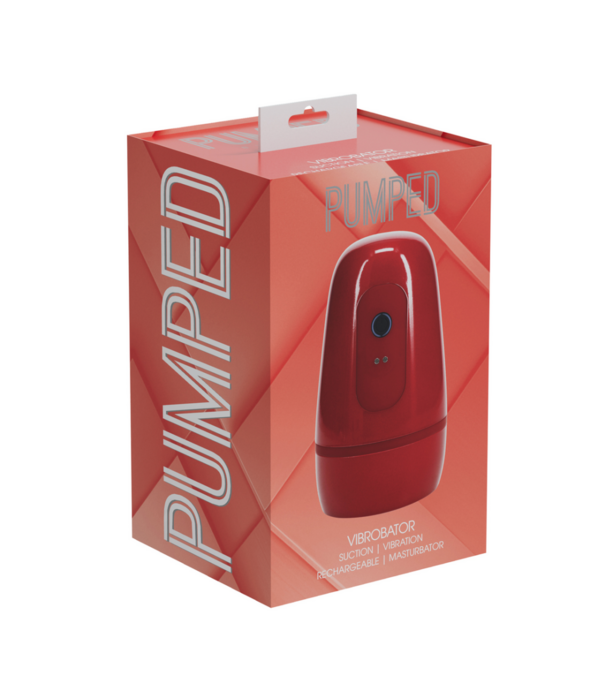 Pumped by Shots Pulsar - Negatieve Druk Zuig- en Trillingsmasturbator Pomp - Metallic Rood