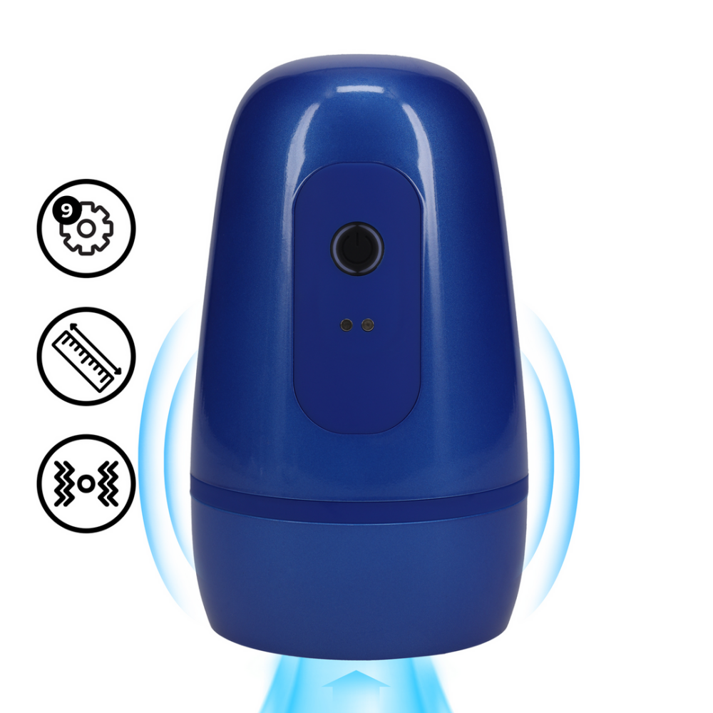 Pumped by Shots Pulsar - Negative Pressure Suction and Vibration Masturbator Pump - Metallic Blue afbeelding