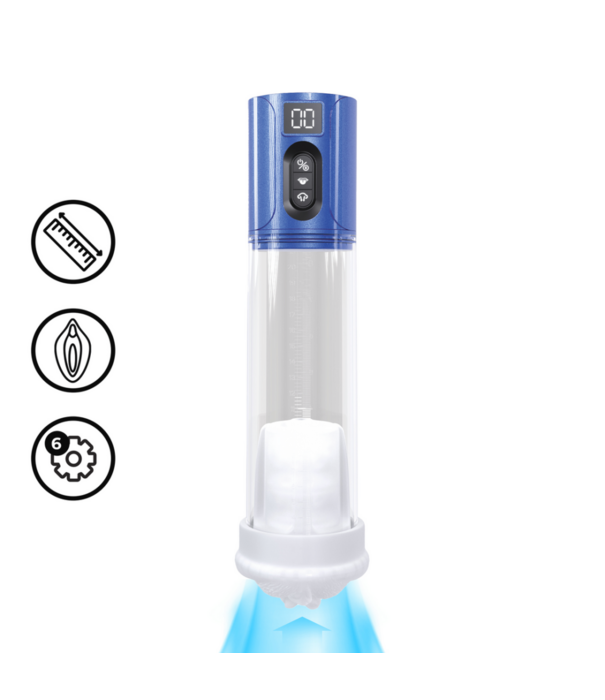 Pumped by Shots MaxLift - 6 Function Suction Masturbator Pump - Metallic Blue