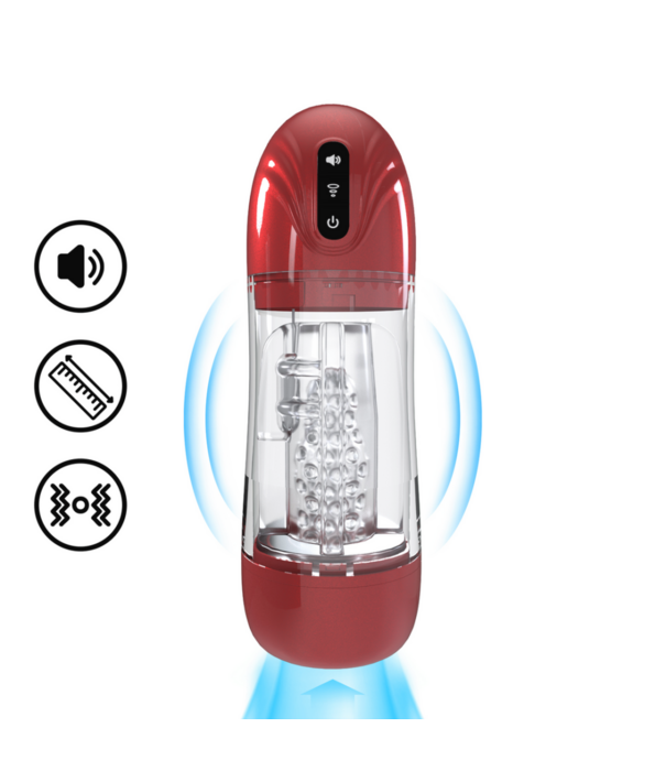 Pumped by Shots SonicPull - Suction and Vibration Masturbator Pump - Multimedia Enhanced - Metallic Red