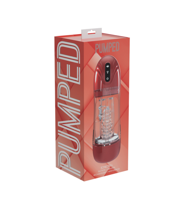 Pumped by Shots SonicPull - Suction and Vibration Masturbator Pump - Multimedia Enhanced - Metallic Red