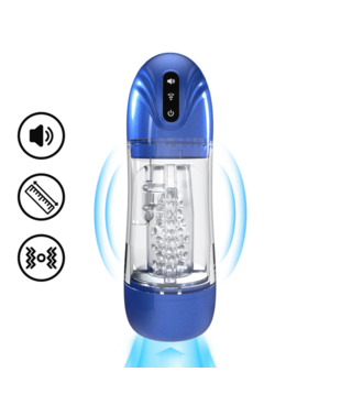 SonicPull - Zuig- en Trillingsmasturbator Pomp - Multimedia Verbeterd - Metallic Blauw