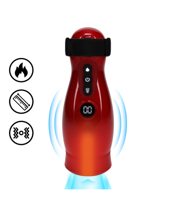 Pumped by Shots Virtuo - Zuig- en Vibratie Masturbator Pomp met Telefoonbevestiging - Metallic Rood