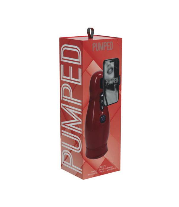 Pumped by Shots Virtuo - Zuig- en Vibratie Masturbator Pomp met Telefoonbevestiging - Metallic Rood