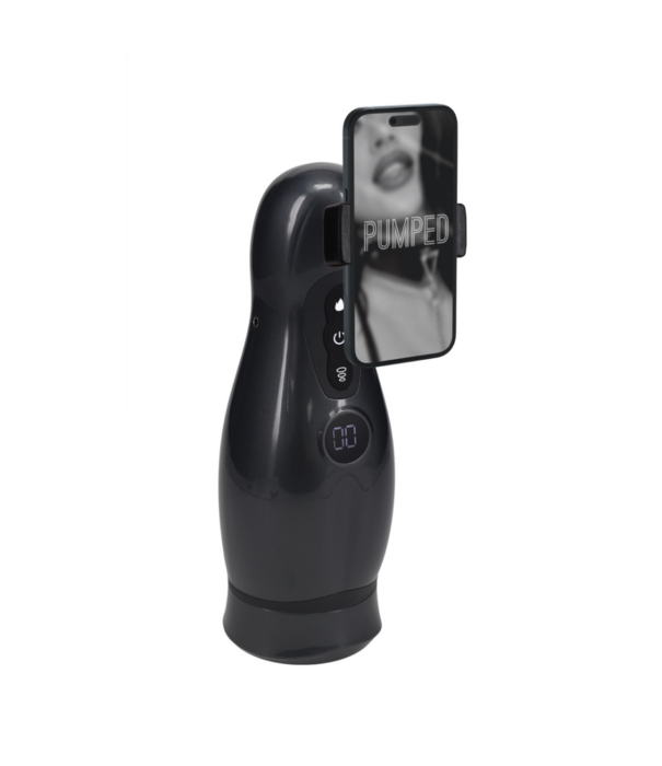 Pumped by Shots Virtuo - Zuig- en Vibratie Masturbator Pomp met Telefoonbevestiging - Gun Metal