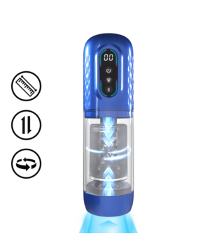 Vortex - Suction Rotation and Thrusting Masturbator Pump - Metallic Blue