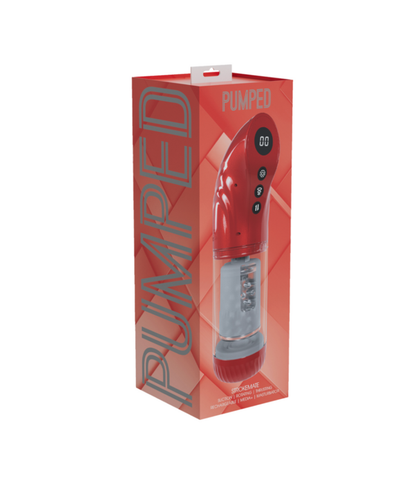 Pumped by Shots StrokeMate - Suction Rotation and Thrusting Masturbator Pump - Metallic Red