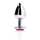 Hartje Gem Buttplug - Groot - Zilver/Rubellite Roze