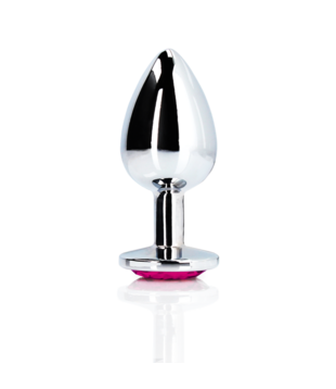Hartje Gem Buttplug - Groot - Zilver/Rubellite Roze