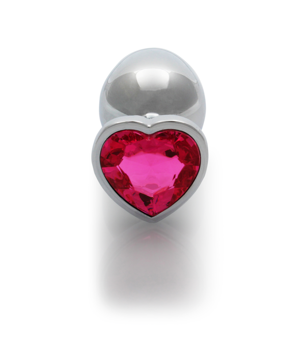 Ouch! by Shots Hartje Gem Buttplug - Groot - Zilver/Rubellite Roze