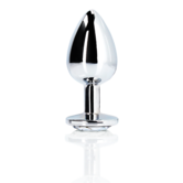 Ronde Gem Butt Plug - Medium - Zilver/Diamant