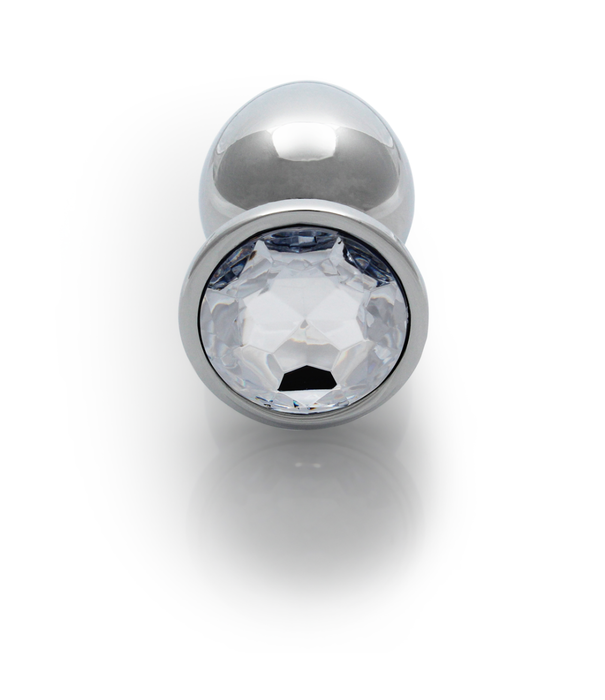 Ouch! by Shots Ronde Gem Butt Plug - Medium - Zilver/Diamant