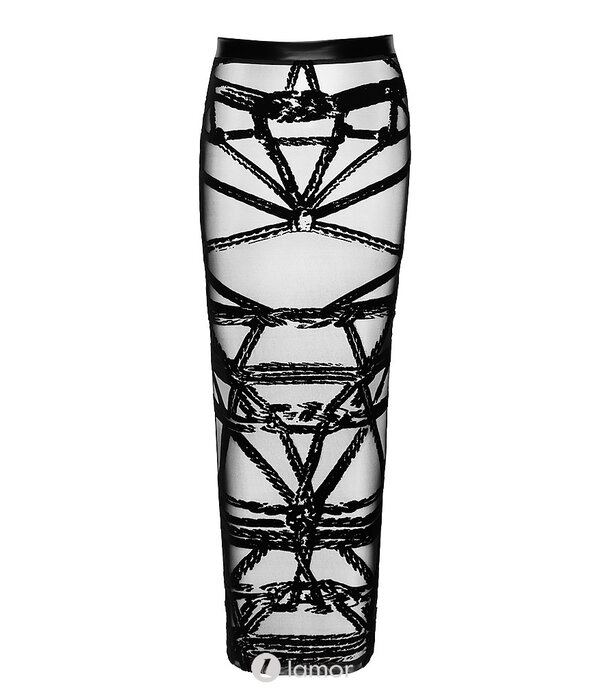 * NOIR handmade Bondesque Lange Rok van Noir Handmade – Transparante rok met bondagepatroon en split