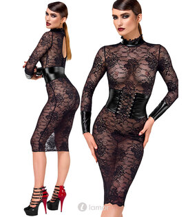 Noirelle Lace Corset Midi Jurk, F375