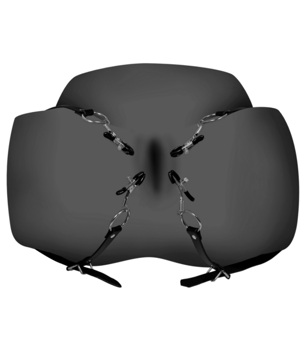 Ouch! by Shots Labia Spreader met Klemmen - Zwart