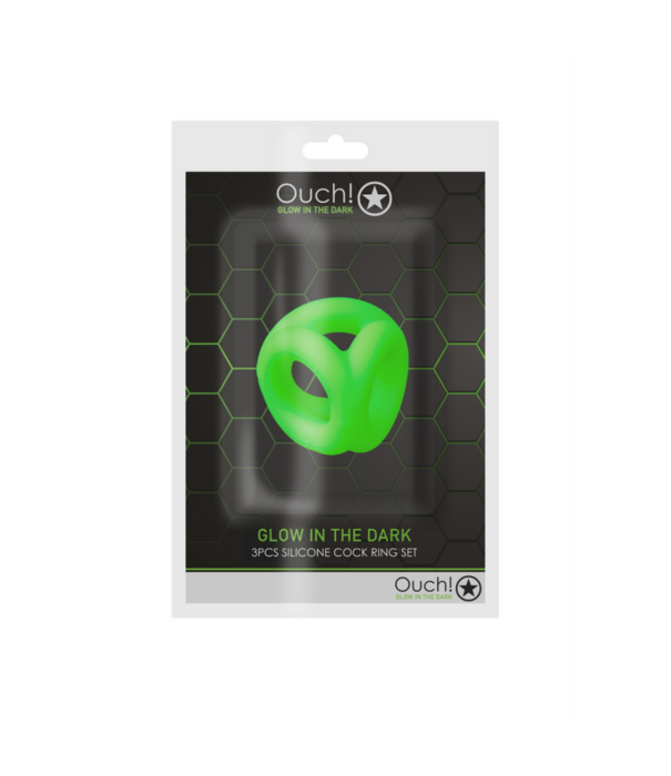 Ouch! by Shots Cockring  Ball Strap - Glow in the Dark