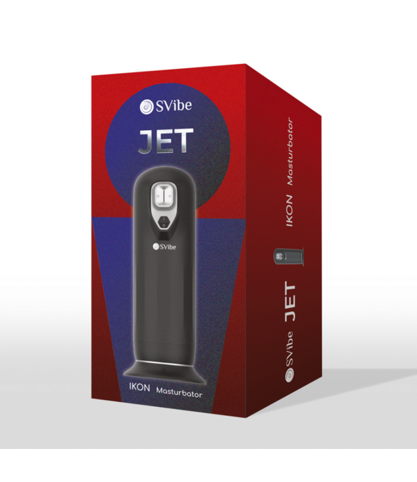 Ikon JET - Vibrerende Duwende Verwarmende Masturbator - Zwart