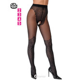 Cottelli Ouvert Panty in Overknee Look met Fijne Kant en Open Kruis